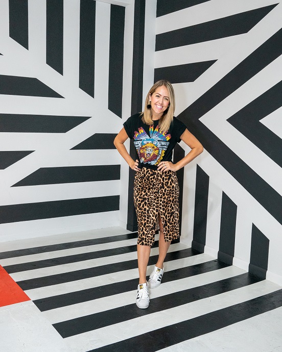 Leopard Skirt with Sneakers